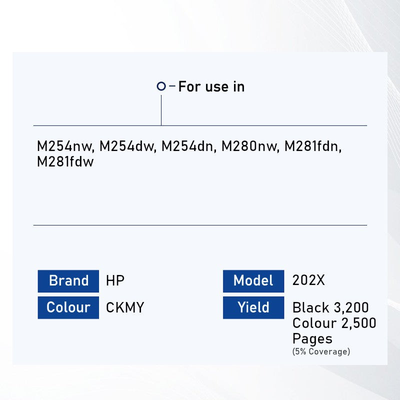 Bestink 202X High Yield Black Cyan Magenta Yellow Toner Cartridge 202X