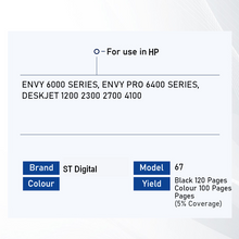 Load image into Gallery viewer, Bestink 67 Black Cyan Magenta Yellow Ink Cartridge For use in ENVY 6000 Series ENVY Pro 6400 Series DESKJET 1200 2300 2700 4100