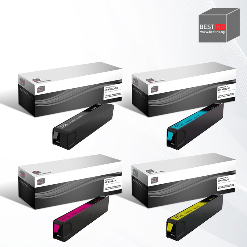 Bestink 970XL 971XL High Yield Black Cyan Magenta Yellow Ink Cartridge for use in Officejet Pro X476dw X451dw X576dw X551dw 476dw 451dw 576dw 551dw